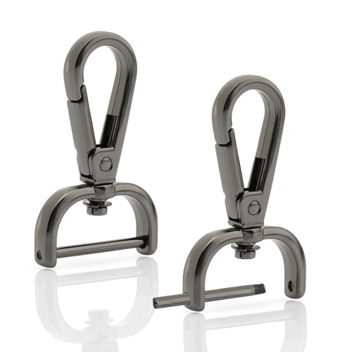 CRAFTMEMORE 2pcs Detachable Snap Hook Swivel Clasp w/Screw Bar VT493 Bag Strap Hardware Replacement (1-1/4 Inch, Gunmetal) - color: Gunmetal, size: 1-1/4 inch