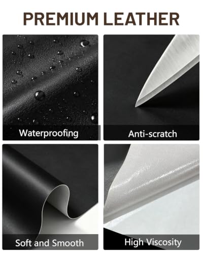 BOUYEER Leather Repair Patch Tape Kit,Self Adhesive Leather Repair for Sofa，Car Seat,Office Chair,Furniture,Jacket,Waterproof Strong Adhesive Vinyl Repair Kit. 16 in x 31 in,Fine Grained Black - color: Fine Grained Black, size: 16 in x 31 in