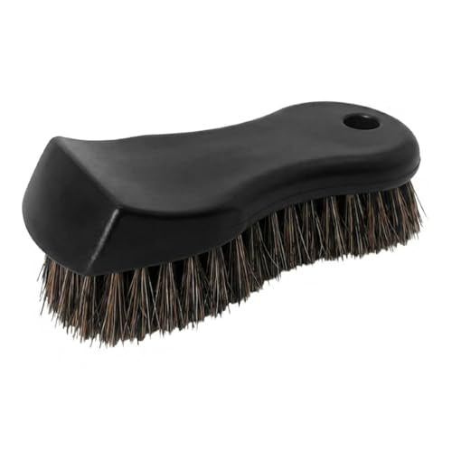 Leather Cleaning Brush for Car Interior, Long Bristle Horse Hair Vehicle Leather Cleaner Brush, Scratch-Free Automotive Interior Seat Cleaner, Universal for Vehicles (Black) - color: Black