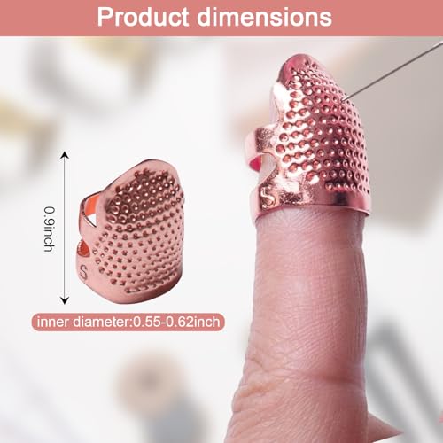 1 Pcs Adjustable Metal Sewing Thimble Finger Protector Open Top Ring Thimble Fingertip Shield for Quilting Embroidery Hand Sewing Tool(Rose Gold, S) - color: Rose Gold|S