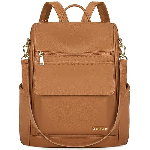NUBILY Backpack Purse for Women Leather Anti-Theft Mini Backpack Fashion Designer Handbag Convertible Travel Bag Ladies Shoulder Bags, Brown - color: Brown