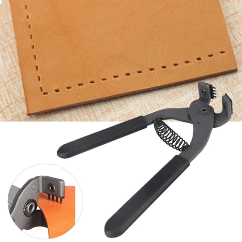 Leather Stitching Punch Plier, 4mm 4 Teeth Leather Silent Pliers with Non Slip Foam Handle, 6.7in Leathers Stitching Hand Pliers for Straps, Saddles, Shoes