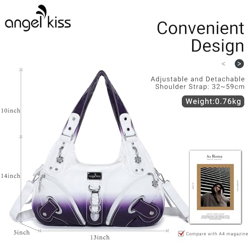 Angelkiss Hobo Purses and handbags for Women Satchel Handbag Women Purses Large Daily Shoulder Bags - color: 7028purple