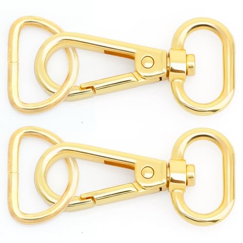 CRAFTMEMORE 10 Sets Gold Finish Snap Hook Lobster Clasp Swivel Push Gate Fashion Clip with D Ring Craft FSD1 (3/4 Inch) - color: Gold, size: 3/4 inch