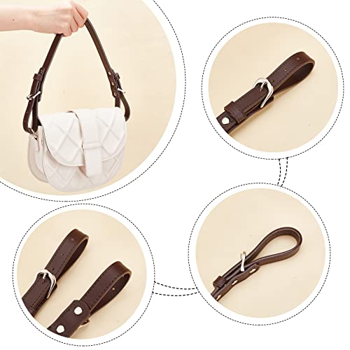 WADORN Leather Purse Strap Replacement 17.9 Inch/45cm Handbag Handle | Genuine Leather Bag Handle with Platinum Buckle, Short Shoulder Strap for Satchel Tote DIY Handmade Bag Making, Dark Brown - color: Dark Brown