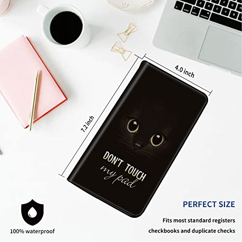 Checkbook Cover - Premium Leather Standard Duplicate Register Check Card Book Holder Wallet with RFID Blocking Function for Girl Men Women,Cat Eye Don't Touch - color: Cat Eye Don't Touch