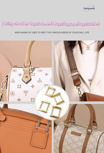 rectangular screw ring buckle, rectangular screw strap buckle with connector ring for wallet making 1.9 cm, 4 pieces (gold)