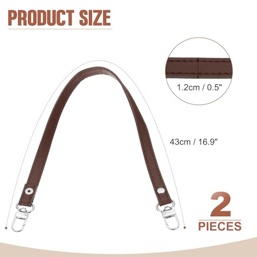 PATIKIL Leather Purse Handle Strap, 2 Pcs 17 Inch Leather Purse Strap Replacement DIY Women Clutch Bag Handbag Top Handle Strap Repair Accessories, Dark Brown - color: Dark Brown, size: 17 Inch