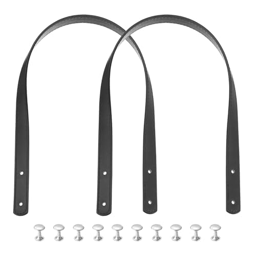 MECCANIXITY 2pcs 24 Inch (60cm) PU Leather Purse Handle, Sew On Shoulder Purse Straps Handbag Belt Band Bag Handle Bag Strap Replacement for Wallet Tote Making, Black - color: Black, size: 24 Inch