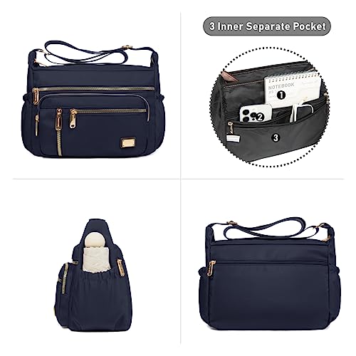 NPBAG Crossbody Bag for Women, Shoulder Purse Handbag Messenger Bag, Trendy Pocketbooks, Waterproof and Multi-Pockets - color: Navy