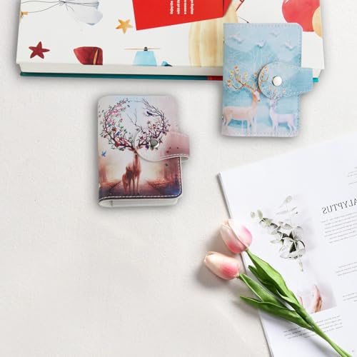 2 Pcs Credit Card Holder and business card holder，Sd Card Holder Each Has 26 Card Organizers, 2024 New Credit Card Holders book for Men and Women. - color: Forest elk