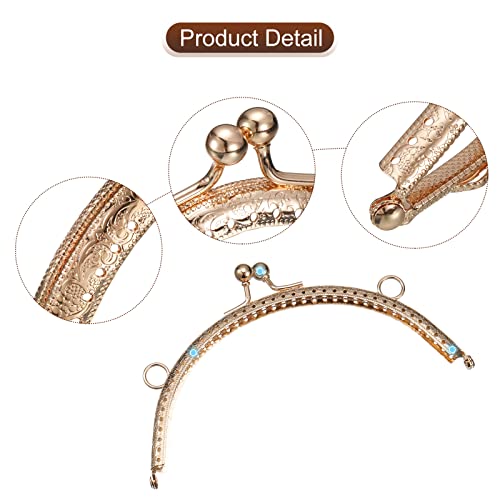 uxcell 4pcs Metal Purse Frame, 6" Kiss Lock Clasp Frame Rectangle Embossed Clutch Frame Handles for Coin Purse Sewing Bag Making DIY Leather Craft, Gold - color: Gold, size: 6"