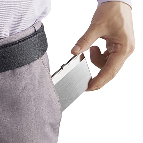 Business Card Holder, Slim Business Card Case for Men & Women, Pocket Metal Card Case, Professional Stainless Steel Business Card Holders, Purse Name Card Holder, Buckle Style Shut - style: Silver