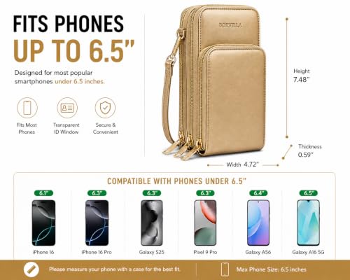 Crossbody Cellphone Purse Women Touch Screen Bag RFID Blocking Wallet Handbag Shoulder Strap - color: Gold-small, size: Small