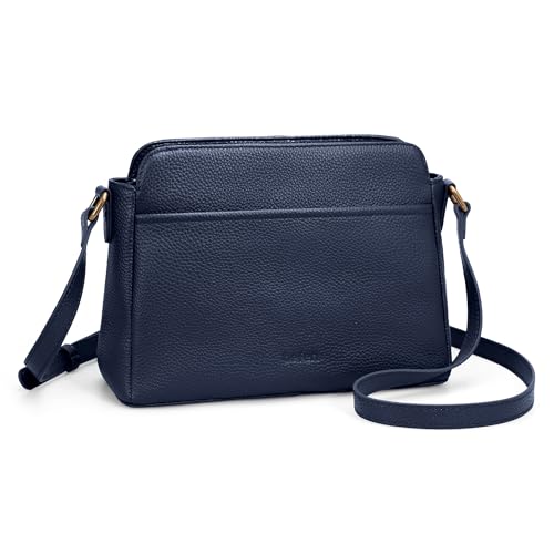 befen Anti-theft Crossbody Bag for Women Genuine Leather, Small Cross Body Shoulder Handbags with RFID Card Slots - color: Navy Blue