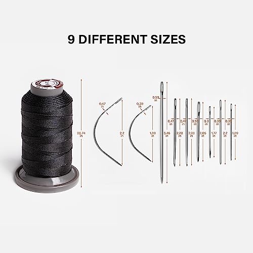 WUTA Waxed Thread Hand Sewing Needles Set Leather Stitching Supplies for Home Upholstery Leather Canvas Bags Sofa Furniture Canvas Repair and Sewing (White) - color: White