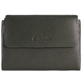 Women's Bifold Wallet, Genuine Leather, Magnetic, ID Window | Holds 10+ Cards, 2 Zip Coin Pockets, Pebbled Cowhide, Snap Closure, Large Capacity, Multiple Colors, Compact 5.5x3.9in - color: B-Dark Olive