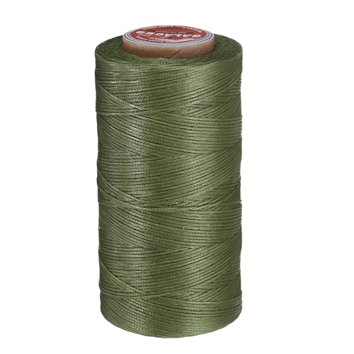 uxcell Flat Leather Sewing Waxed Thread, 270m / 295 Yards Polyester Wax String, 150D Wax Stitching Cord for Leather Crafts, Bookbinding, Bracelets Braided, Grass Green - color: Grass Green