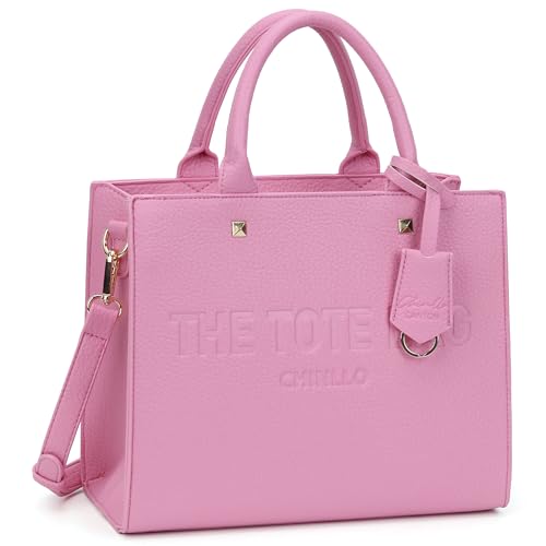 Chinllo Tote Bag for Women Top Handle Satchel Purse and Handbags with Shoulder Strap - color: Pink-grained, size: Small SNAP