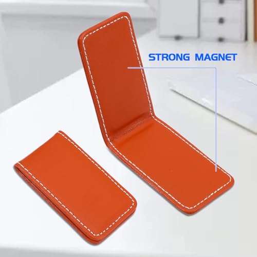 Black Magnetic Money Clip Minimalist Design Cash Wallet Slim Leather Business Money Holder for Card Men Wallet - color: Brown