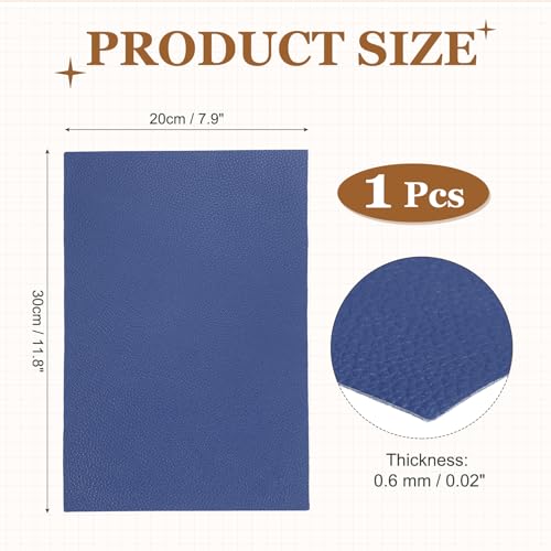 MECCANIXITY Top Grain Leather Sheet 11.8 x 7.9 Inch Natural Cow Leather 0.6mm Fabric Pieces for DIY Craft Furniture Office Belts Notebook Covers, Dark Blue - color: Dark Blue, size: 0.6mm
