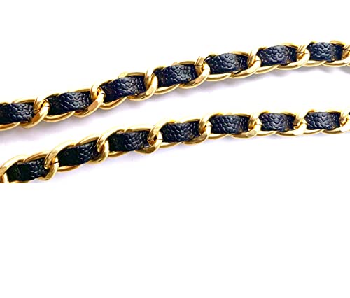 Caviar leather Purse Chain Strap Slim Wide 8mm Length 48.4inch Replacement crossbody chain strap for small handbag - color: Old-gold