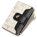 GAEKEAO Wallet Women Small RFID Vegen Leather Card Holder for Women | Compact leather wallet, credit card holder, RFID protection, ID window, coin pocket, lightweight travel purse - color: Black