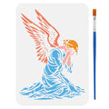 FINGERINSPIRE Weeping Angels Painting Stencil with Paintbrush 11.7x8.3 inch Praying Angel Silhouette Stencil Reusable DIY Craft Stencils for Painting on Wood, Wall, Canvas, Fabric and Furniture - color: Weeping Angels