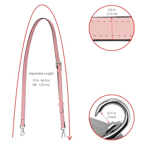 Allzedream Leather Purse Strap Replacement Crossbody Handbag Long Adjustable (Pink, Silver Hardware) - color: Pink, Silver Hardware
