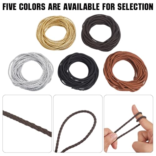 GORGECRAFT 10m x 4mm PU Braided Leather Cords Round Leather Strings Coconut Brown Bolo Tie Necklace Cords Leatherette Rope Braiding Strips Beading Threads for DIY Crafts Bracelet Jewelry Making - color: Coconut Brown, size: 4mm*10m