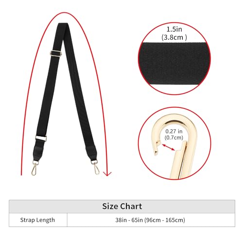 Wide Shoulder Strap (Solid),Adjustable Replacement Belt Crossbody Canvas Bag Handbag - color: Black Gold Leather