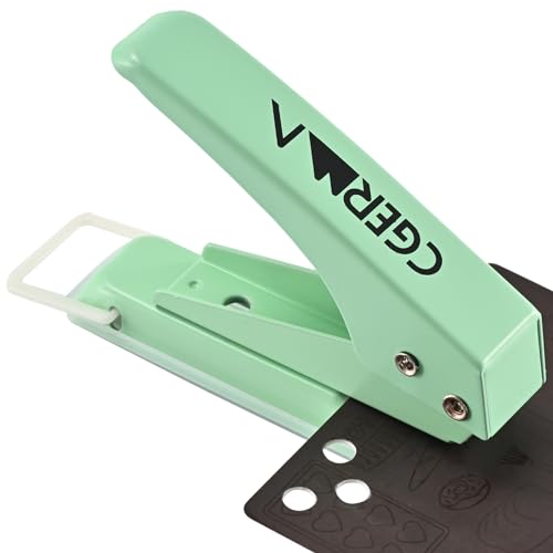 Single Hole Puncher, 1/4" Hole, 50% Labor Savings, Heavy Duty Metal Punch, 15 Sheet Capacity, for ID Cards, Chipboard, Art Project, Crafts Easy Punching, Green - size: Green 1 Pack