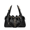 CLUCI Quilted Leather Handbag, Soft Tote Bags for Women with Adjustable Strap, Crumpled Shoulder Purse Tabby Slouchy Hobo Bag - color: Black