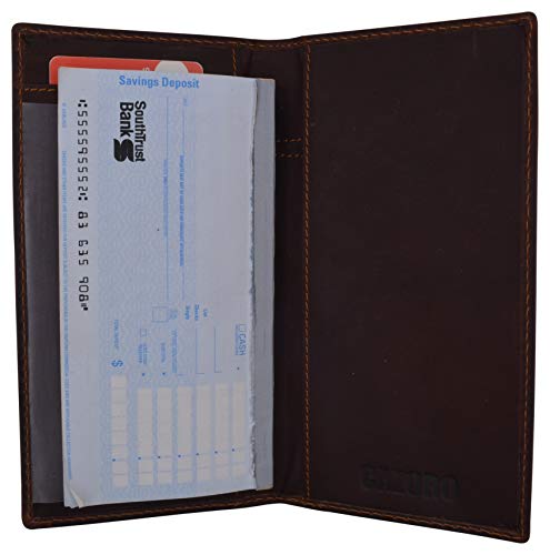 Genuine Leather Checkbook Cover For Men & Women Checkbook Holder Wallet RFID Blocking USA Series (Vintage Brown) - color: Vintage Brown