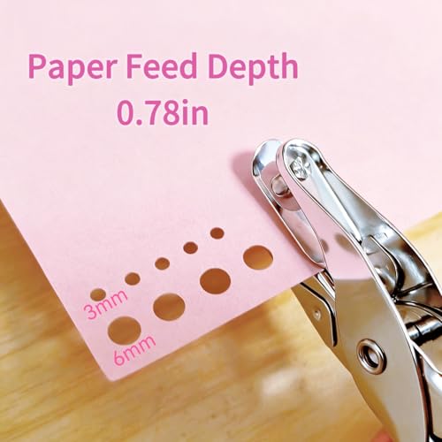 2 PCS Single Hole Punch, 1/4" and 1/8" Hole Puncher with Pink Soft Grip