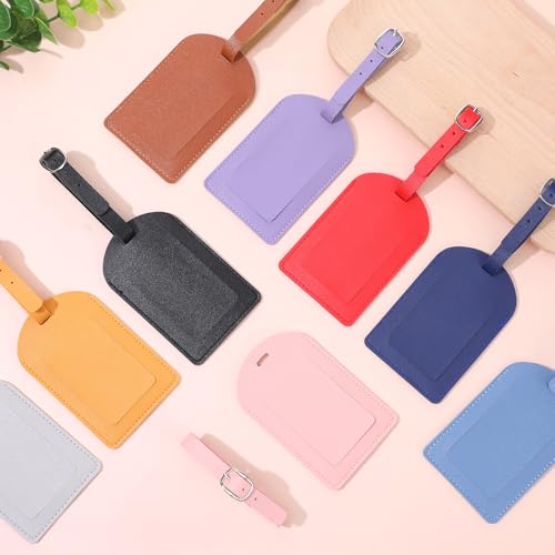 20 Pcs PU Leather Luggage Tags for Suitcases PU Leather Name ID Labels Privacy Luggage Tags for Travel Bag Case, Multicolor