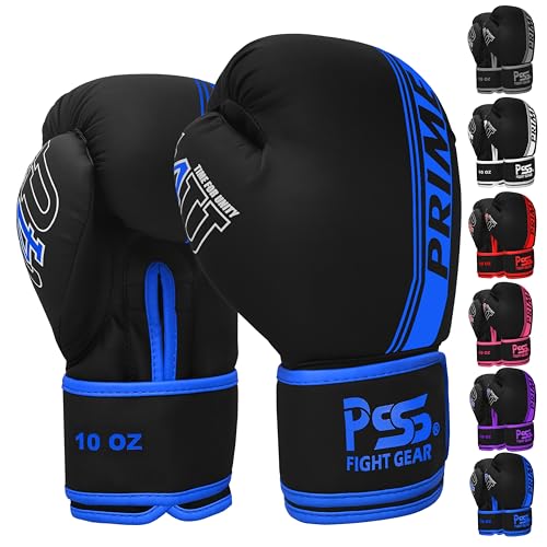 PSS Boxing Gloves for Kids/Youth Training Sparring, Kickboxing, Muay Thai, MMA, Heavy Punching Bag Mitts Focus Pads Workout Durable PU Leather, High-Density Foam Padding 4 6 8 10 Oz - color: Blue, size: 10 oz