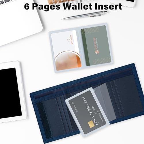 Men’s Nylon Trifold Wallet with 6 Page Wallet Insert, Ultra Thin and Security Wallet with ID Window for Card Cash Holder, Modern Fashion Purse Gifts for Teen Boys Men Women -Navy Blue - color: 24017 Navy Blue