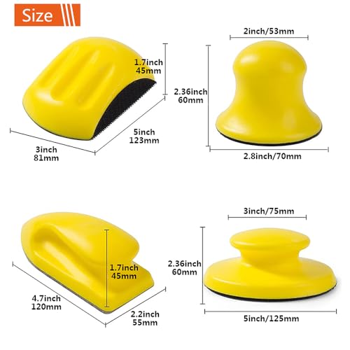Sanding Blocks 5Pack Hook and Loop Sanding Block Round and Mouse Hand Sanding Block for Wood Furniture Restoration Home Arts and Crafts