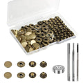 BetterJonny 24 Sets Heavy Duty Leather Snap Fasteners Kit, 12.5mm Metal Snap Buttons Press Studs Leather Rivets Snaps with 4 Setter Tools for Clothes Bracelet Jackets Jeans Antique Brass - color: Antique Brass, size: 12.5mm