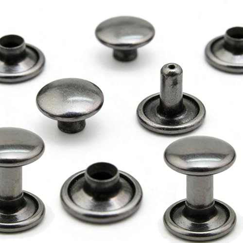 Gun Black Double Cap Rivets Plane Cap 12mm and Post 10mm Pack of 60 Sets