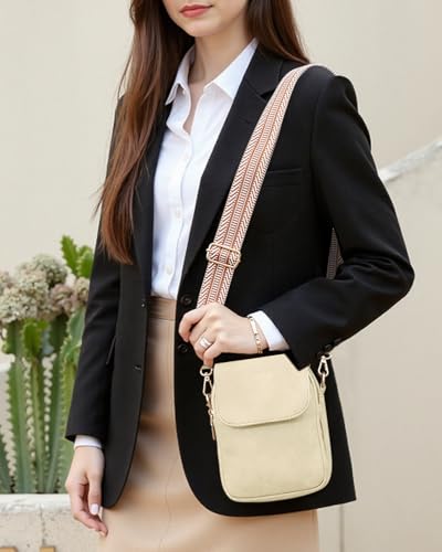 Fashion Small Crossbody Bags for Women Trendy Designer Cell Phone Purses - color: Beige