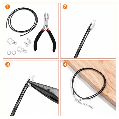 200pcs Fold Over Cord Ends Crimp End Tips Stainless Steel Cord Crimp End Tips Leather Ribbon Ending Clasp Tips Jewelry Connector for Bracelets Leather Jewelry Making(Silver) - color: silver