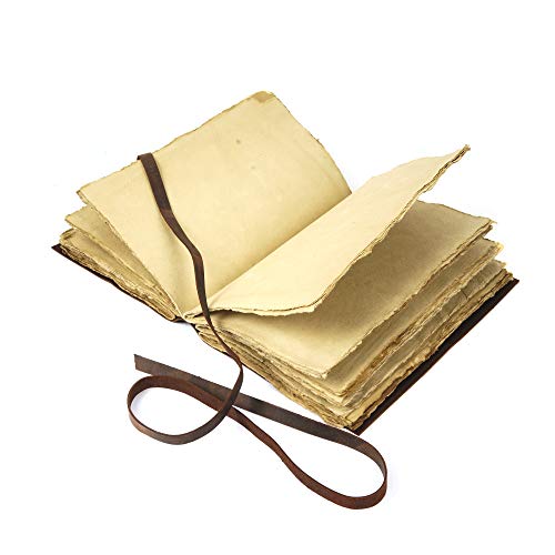Leather Journal Travel Diary, Handmade Vintage Bound Notebook For Men & Women, Antique Finish, Genuine Buffalo Leather- Quality Unlined Paper Perfect for Notes, Art Sketchbook, 9X6 Inches, Brown - style: 9X6 Inches - Brown Unlined (Deckled Edge)