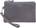 Leather Wristlet Wallet for Women Clutch Handbag Purse with Cell Phone Slot | Genuine Top Grain Leather, 8 Credit Card Slots, Detachable Strap, YKK Zipper, Gifts for Women - color: Dark Grey Nappa