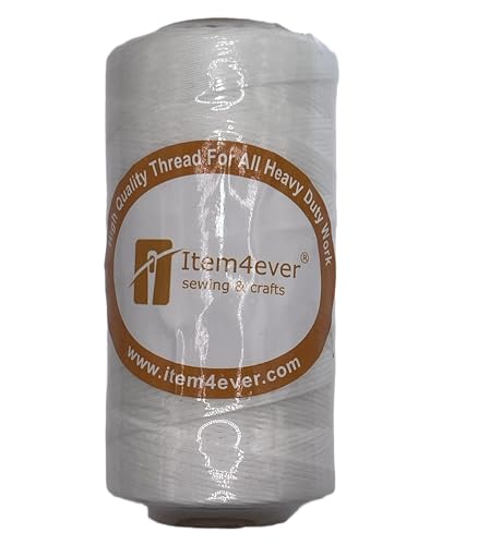 Flat Waxed Leather Sewing Threads, 100% Polyester 150D/0.8mm, 295yds All Purpose Hand Sewing Leather Stitching (Raw White) - color: Raw White