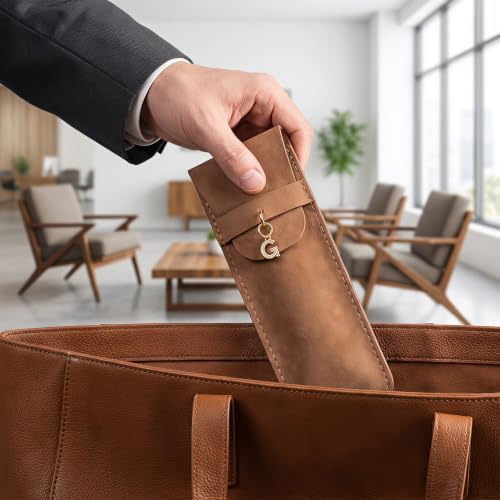 Personalized Initial PU Suede Pen Pouch - Office and Professional Storage Accessory, Ideal Gift for Coworkers (P) - color: P