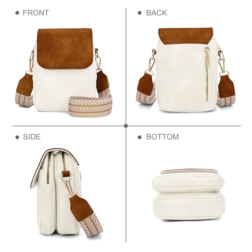 Fashion Small Crossbody Bags for Women Trendy Designer Cell Phone Purses - color: Whitebrown