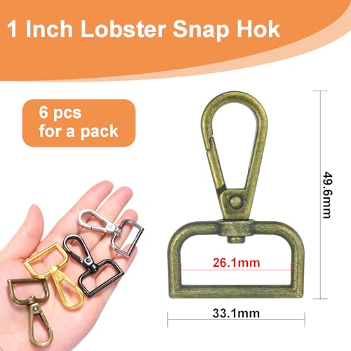 1 Inch Metal Swivel Snap Hooks, 6 Pack Lobster Claw Clasps for Keychains Purse Hardware Bag Making Lanyard Hooks(Bronze) - color: 6pcs Bronze