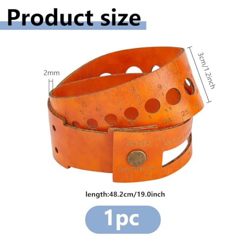DICOSMETIC 7-in-1 Leather Measuring Tool Multifunctional Stitch Counter Knitting Needle Gauge Sizer 18.98" Leather Wrist Ruler Chocolate Crochet Gauge Tool for Sewing Craft Knitter Crocheter - color: Chocolate